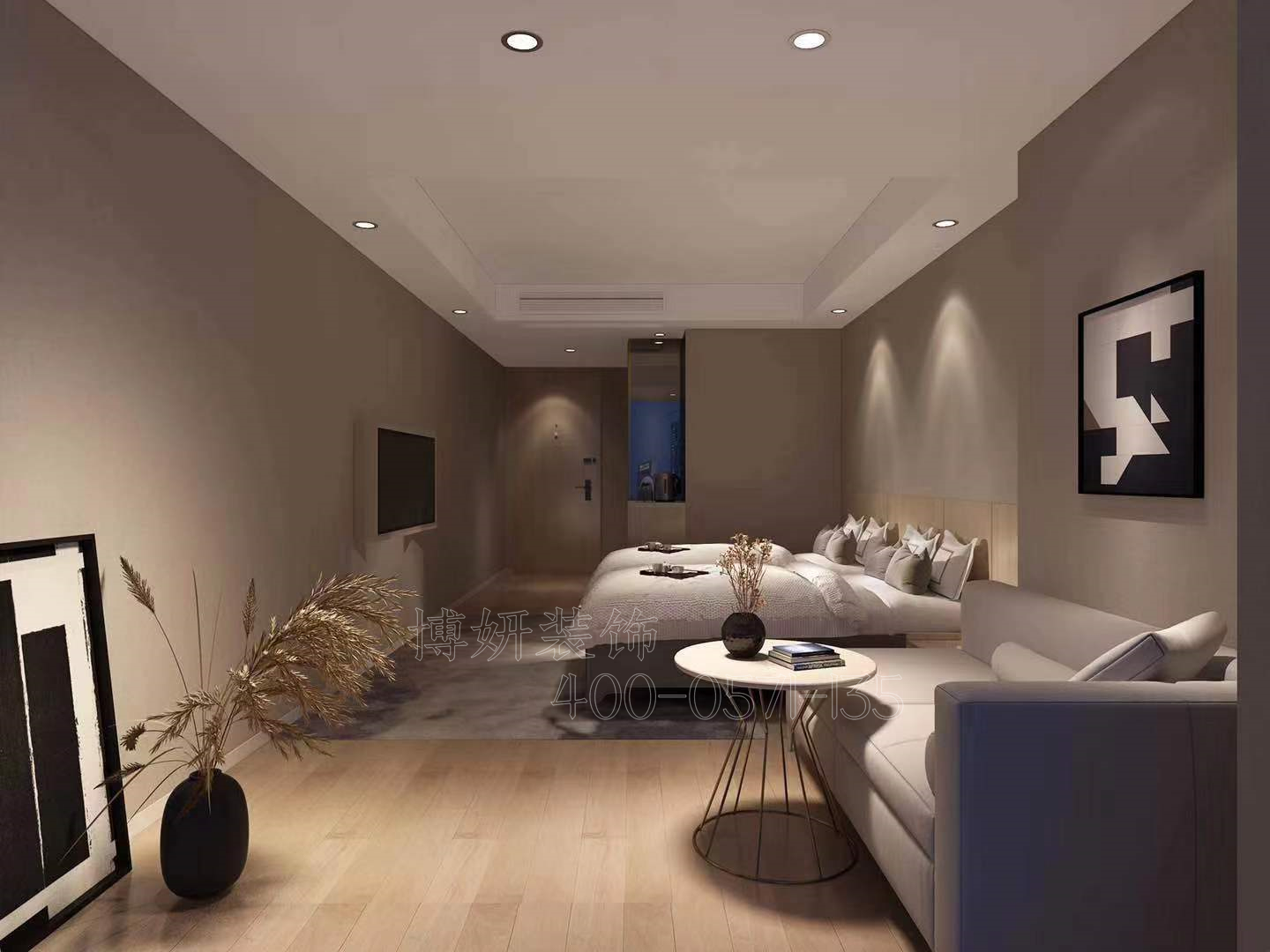 杭州賓館裝修設(shè)計(jì)效果圖，杭州城西高端賓館個性化裝修設(shè)計(jì)例，杭州賓館裝修效果圖展示，杭州中小型賓館裝修實(shí)景圖，杭州可靠賓館施工品牌企業(yè)